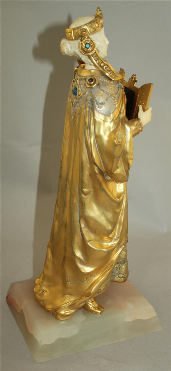 Rene Paul Marquet (French, 1875-1939). A gilt bronze and carved ivory and enamel figure, Princess Una, 14.5in.